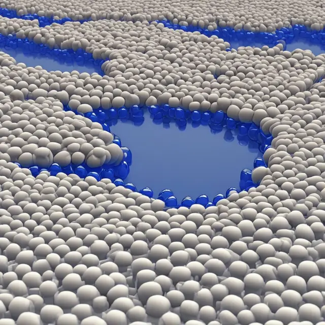 Sapphire balls flowing together to symbolize Simple Moving Average calculations in finance