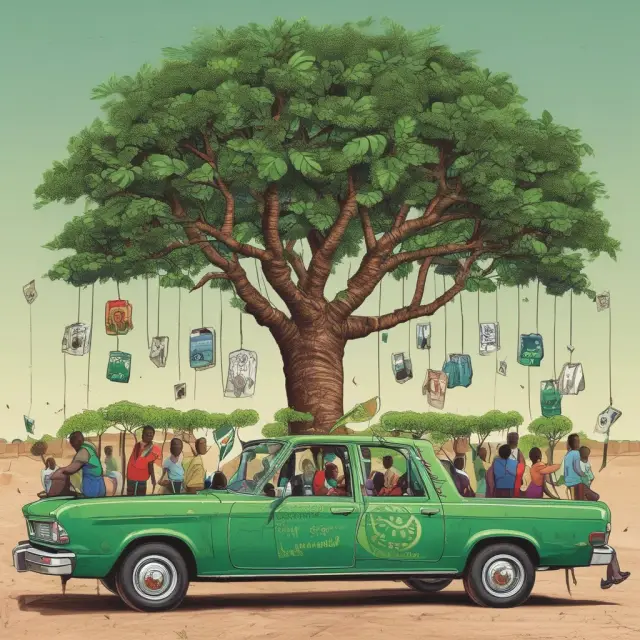 Digital tree with ten branches, each labeled with a country where M-Pesa is available, symbolizing its global reach and growth