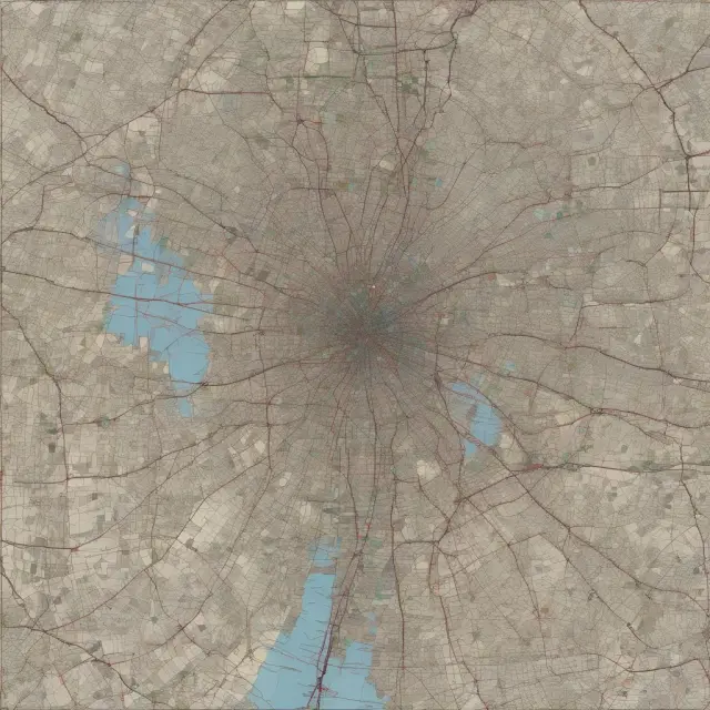 An intricately woven tapestry of cities linked by social and economic ties forming a metropolitan statistical area.