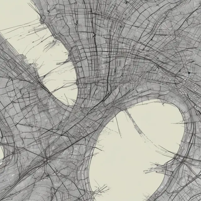 An evolving metropolis transforms into an intricately connected network of MSAs, symbolizing population dynamics and economic growth.