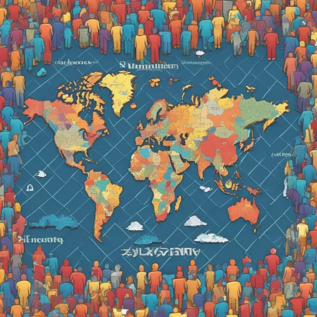 MSCI indexes, puzzle pieces representing countries and sectors, coming together on a globe to depict diversified capitalization weighting.