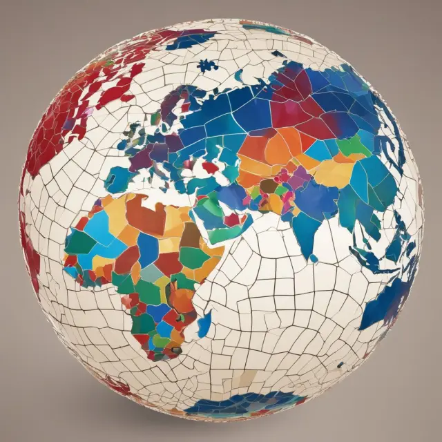 An intricate, mosaic globe blending together continents and the MSCI EAFE Index logo, representing global diversification through developed markets