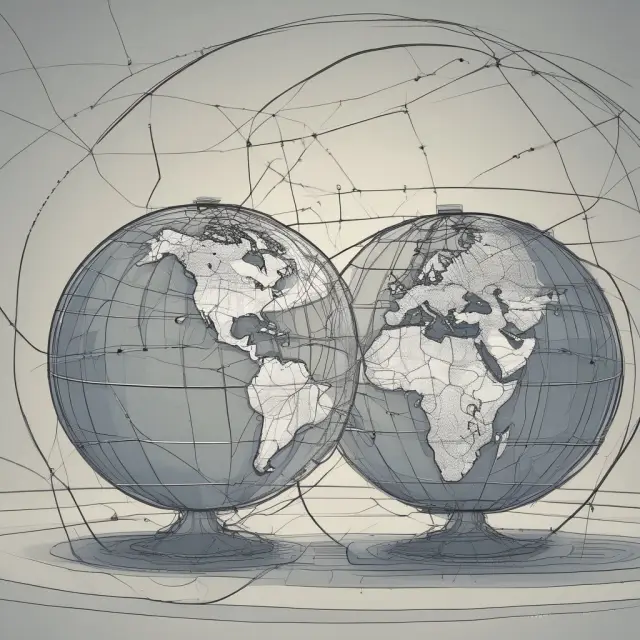 Comparison of S&P 500 (US stocks) and MSCI (Global stocks), represented by interconnected globes.
