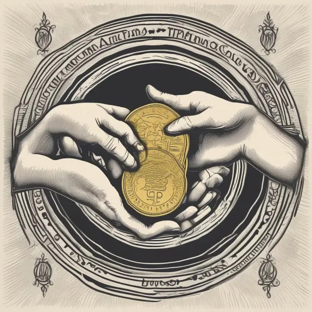 Golden coin representing mortgage servicing rights is transferred from one hand to another, illustrating the agreement between two parties.
