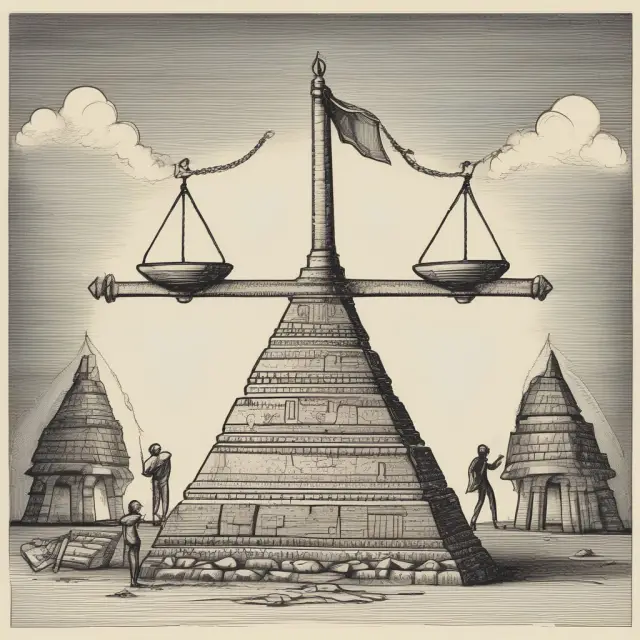 See-saw comparing MLMs and pyramid schemes, symbolizing legitimacy and deception in multilevel marketing