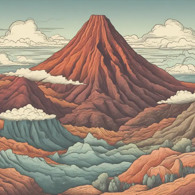 A volcano symbolizing risk tolerance surrounded by rings of diverse asset classes, illustrating their role in managing risk through effective asset allocation within a multi-asset class portfolio.