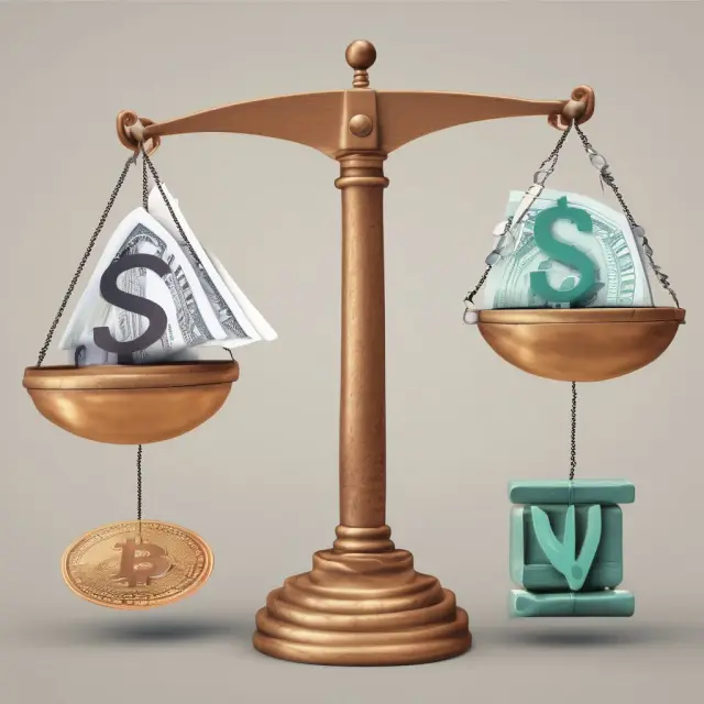 Golden scales balance various investment indicators, symbolizing the importance of non-redundant information in multicollinearity avoidance.