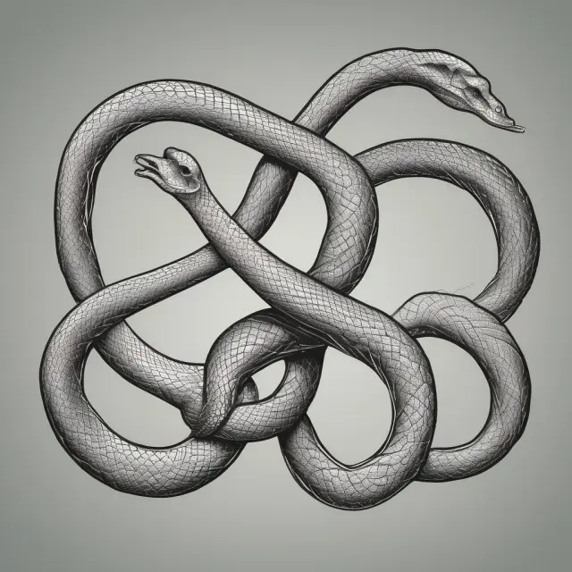 Two serpents symbolizing P/E ratios and market capitalization intertwined, untangled with the help of methods to address multicollinearity