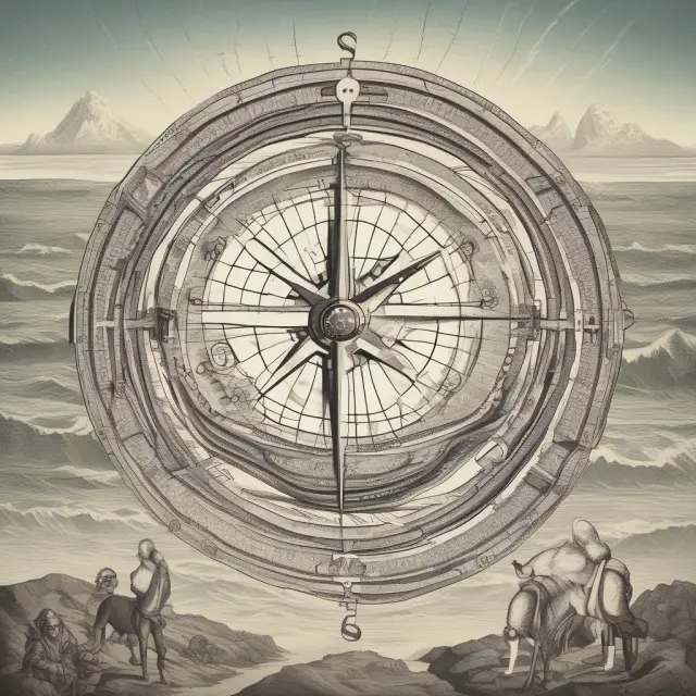 An investor studying historical data to navigate the vast ocean of statistical multi-factor models, with different factors represented as waves shaping their investment decisions