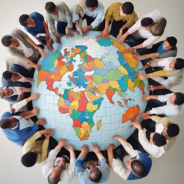 Image of MDBs and NGOs symbolically joining hands to form a jigsaw puzzle of the world, emphasizing their collaboration for sustainable development