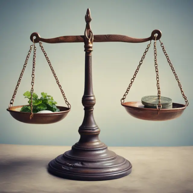 Two scales balanced on a table, one side representing Enterprise Value while the other shows Sales. Both sides are connected by an equalizing arm.