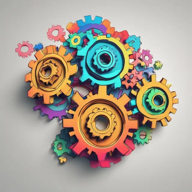 An intricate gear system representing the five economic multipliers: fiscal, investment, earnings, equity, and Keynesian multiplier theory.