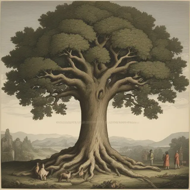 A tree symbolizing the British and American origins of mutual insurance, growing strong with dividend-bearing branches.
