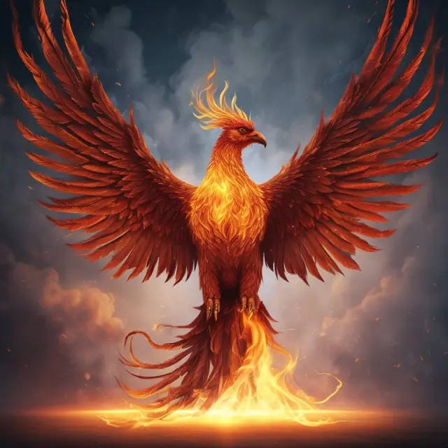 Image of a mythical phoenix emerging from digital fire, representing the digital transformation and ongoing evolution of mutual insurance companies.