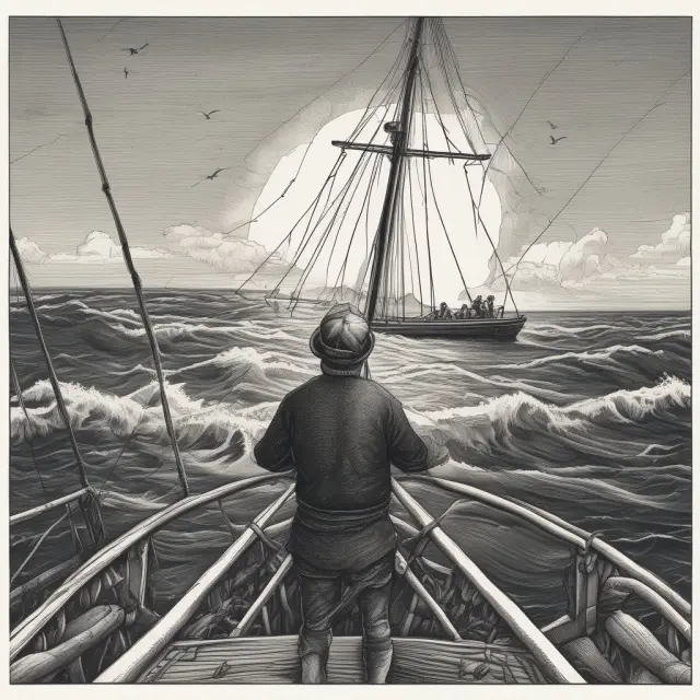 A skilled navigator navigating a boat through a tranquil sea of assets, adjusting the sail based on daily Net Asset Value (NAV)