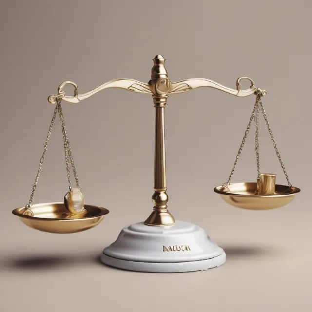 A balance scale with a company