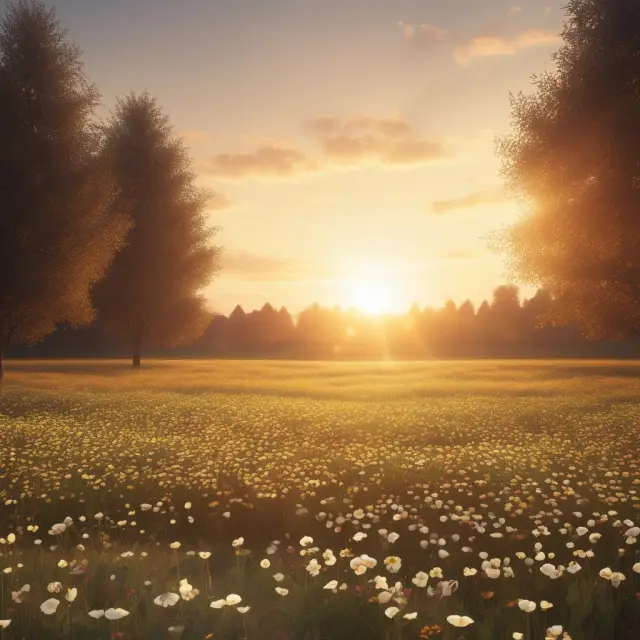 Rising sun over a field of MVA flowers: A metaphor for sound investment opportunities, growth, and effective management