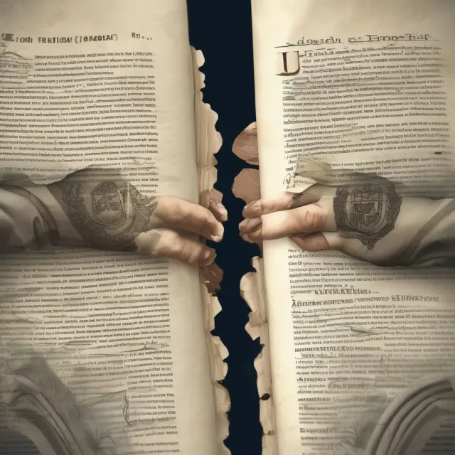 Comparison of NAFTA and USMCA revealed through two unfurling scrolls, showcasing alterations in auto, pharmaceutical, ISDS, intellectual property protections, and treaty sunset provisions.