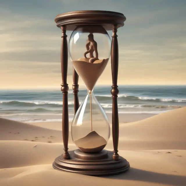 An hourglass symbolizes the constant passage of time (time decay) and its impact on a naked call strategy