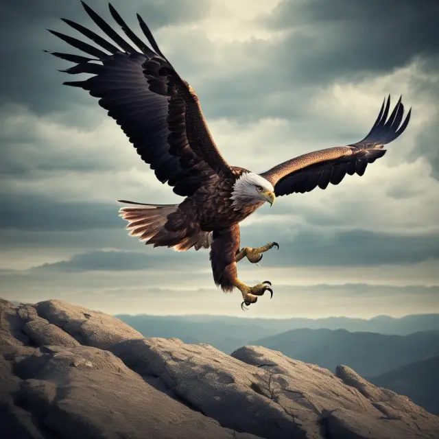 An eagle flying above a turbulent financial landscape represents the high-risk yet potentially profitable strategy of writing naked puts