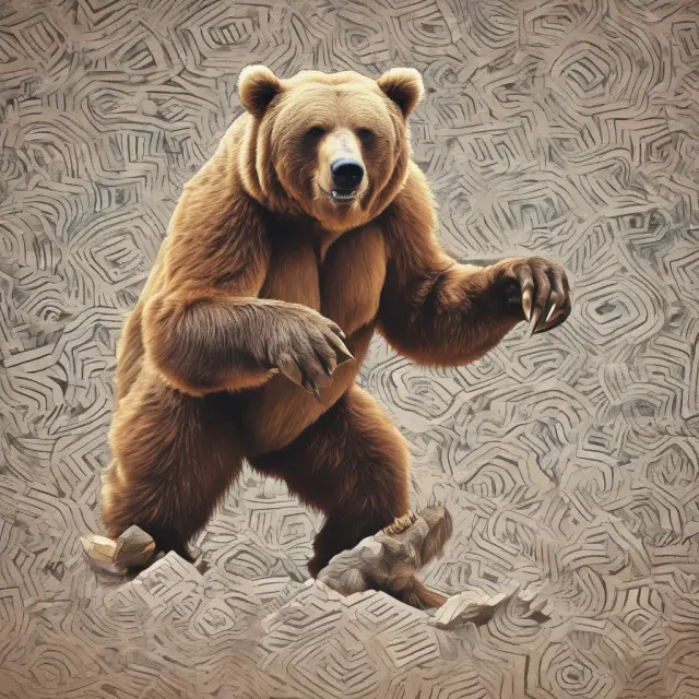 Bear claw symbolizes naked short selling; abstract market scene represents potential market impact