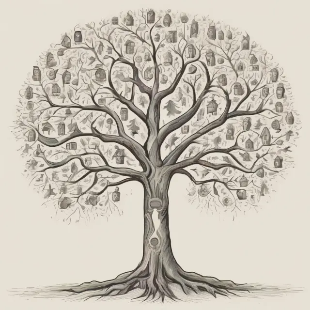 An image of a tree with branches blooming into individuals, estates, and non-profit organizations, representing the various entities that can function as named beneficiaries.