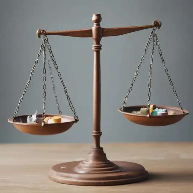 An image of a scale with one pan labeled 