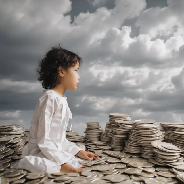 A household employer holds a silver lining cloud, revealing golden coins representing FSA savings, as they help their nanny, symbolizing tax compliance, with completed tax forms