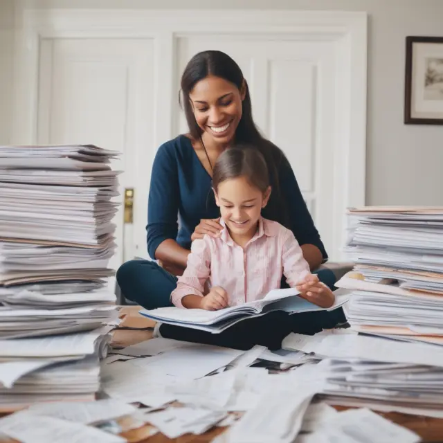 Family relaxing with a nanny payroll service handling tax compliance and mountains of forms