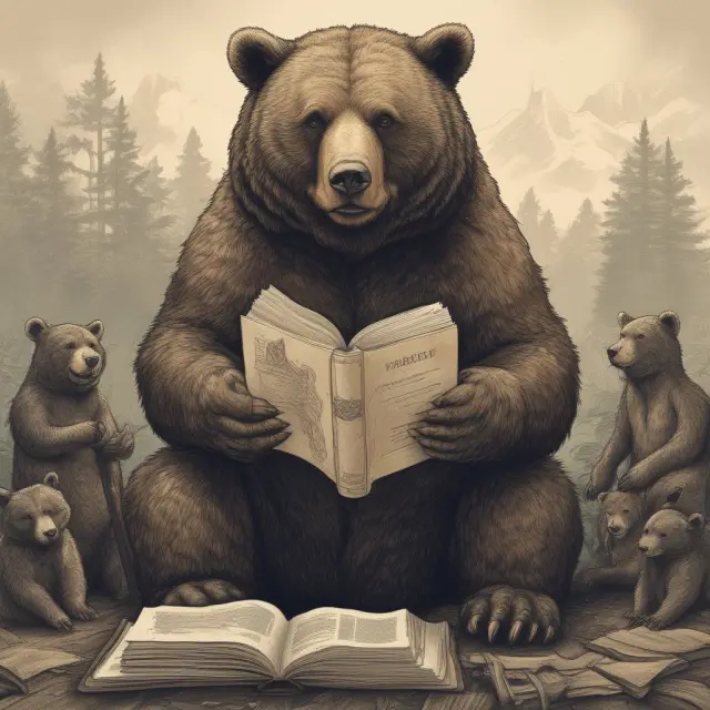 A protective bear imparts knowledge to its cubs about NASAA, ensuring investor education and fraud prevention.