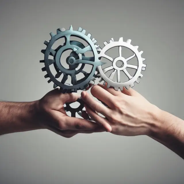 Two interlocking gears representing the harmonious partnership between NASAA and FINRA in securities professional licensing