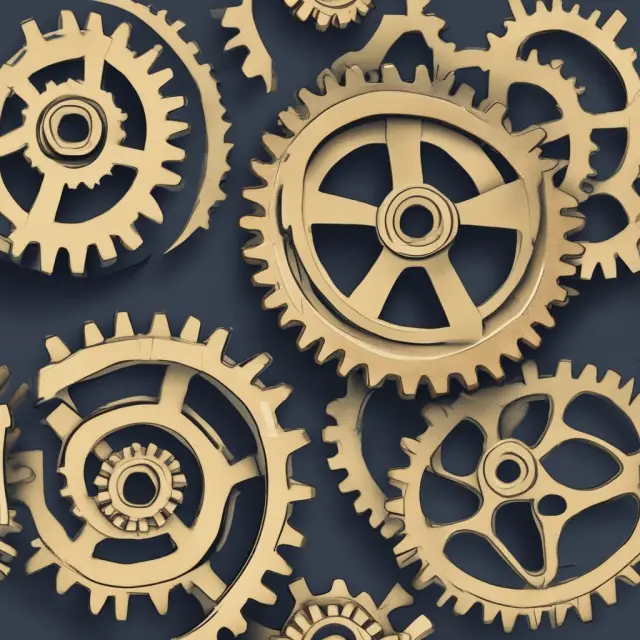 A trio of interconnected gears representing Series 3, 6, and 7 FINRA licenses