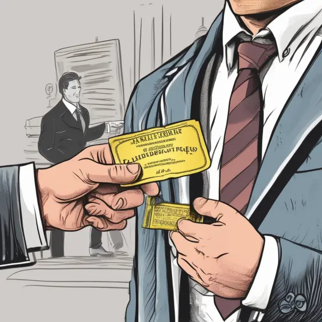 Golden ticket representing Nasdaq listing approval being presented to a businessman by an investment banker