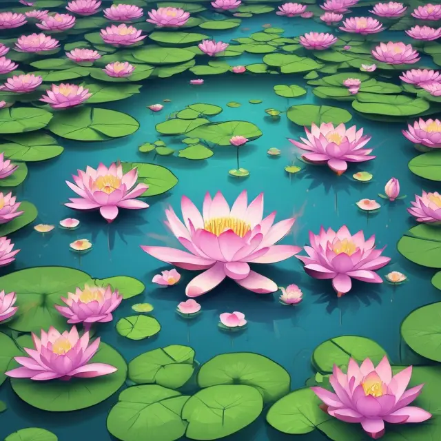 A lotus flower blooming in a pond filled with diverse sectors, representing the Nasdaq 100