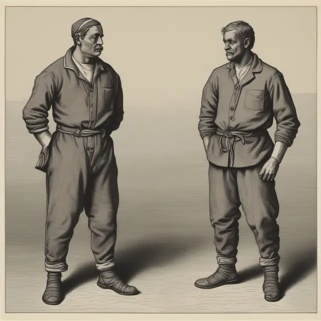 Two prisoners sitting in cells, each considering their options for cooperation or betrayal in the prisoner