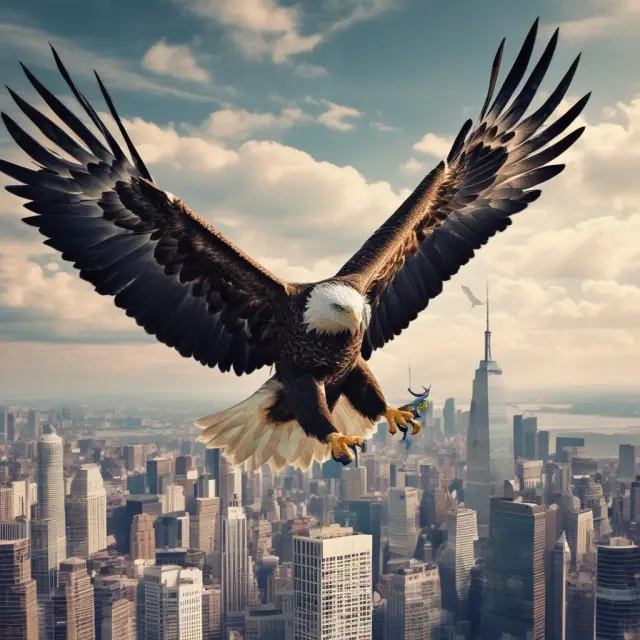 An eagle proudly holds multiple NACVA certificates as it hovers over a sea of financial charts and reports.