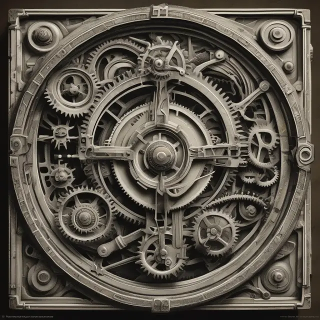 Clockwork mechanism calculating wages, symbolizing National Average Wage Index (NAWI)