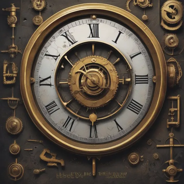 A vintage clockwork mechanism with intricate gears calculates the National Average Wage Index (NAWI), symbolizing economic inflation