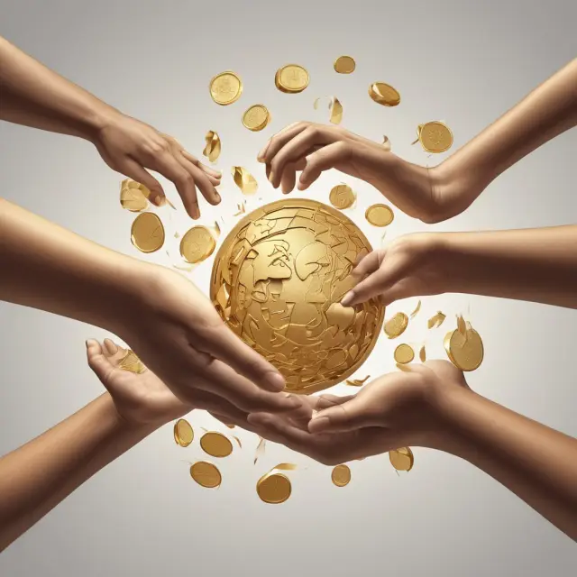 Golden coins passing between hands, representing national currencies and their role in international trade