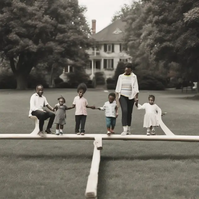 Seesaw illustrating disparities in homeownership rates between white and African American families during the National Housing Act era