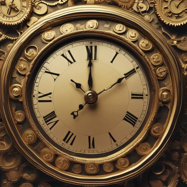 Golden clock with 