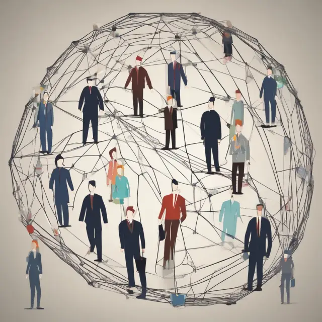 Employees and employers creating a safety net with National Insurance threads, symbolizing government benefits funded by their contributions