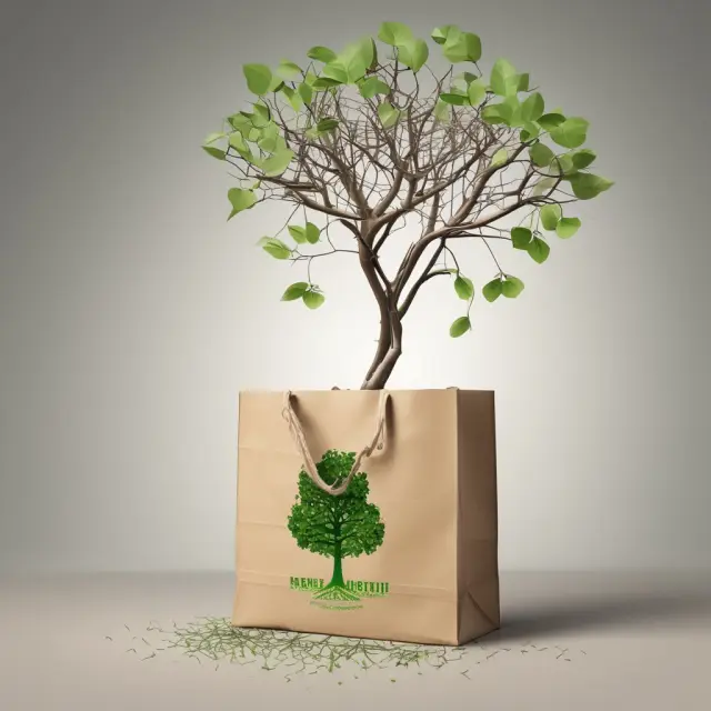 An image of a tree emerging from a shopping bag, symbolizing the NRF Foundation
