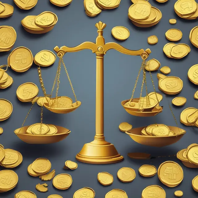 Golden scales with missing coins represent the limitations and criticisms of national income accounting data.