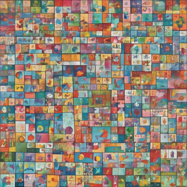 An assemblage of NIFTY50 index tiles representing a cohesive image, embodying the National Stock Exchange