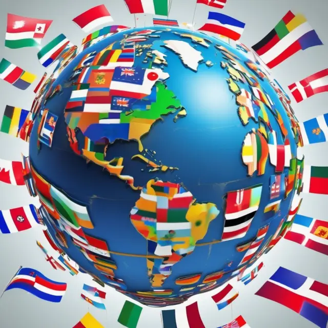 Image of government barrels surrounding a globe adorned with multinational oil company flags, representing instances of nationalization in the oil sector