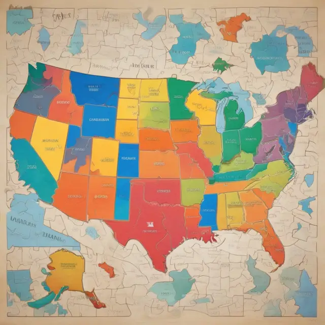 Colorful puzzle pieces representing the Lower 48 States, Producing Region, East Region, West Region, and Pacific Region forming a natural gas infrastructure map