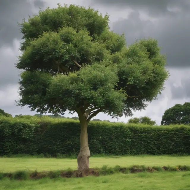 A tree with opposing weather fruits symbolizing natural hedges offsetting market risks
