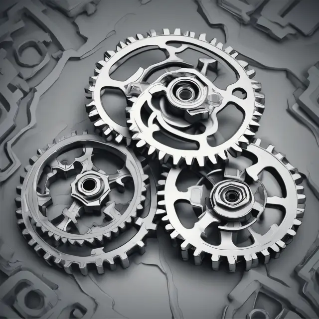 Two gears representing two related securities in pair trading, with their connection illustrating the natural hedging aspect of this strategy