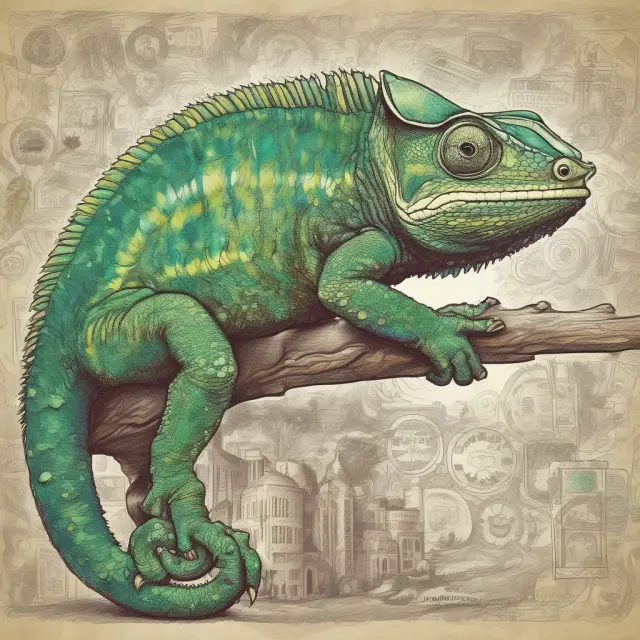 Chameleon representing swift recognition and adaptation, amidst shifting financial market trends